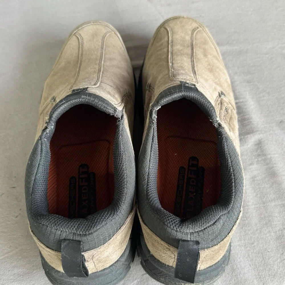Size 11.5 - Skechers Slip On Shoes Men's Relaxed Fit Memory Foam Suede Grey